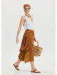 Mustard Bohemian Skirt with Elastic Waist and Tie Detail 4520